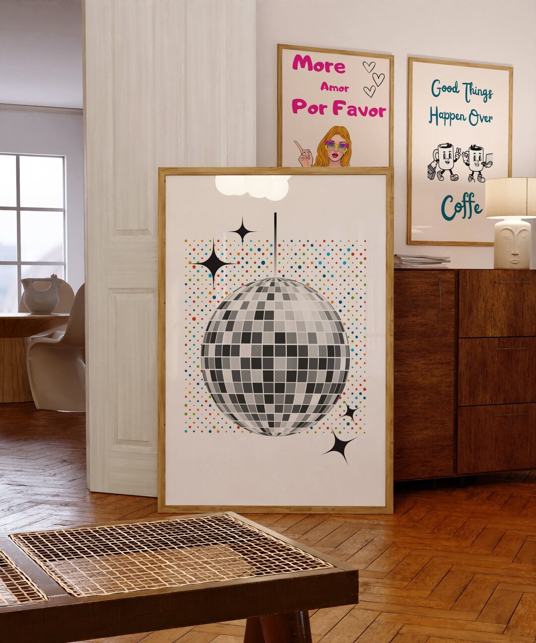 Retro Print DISCO BALL Wall Art Trendy Printable Art Vintage Etsy