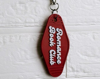 Retro Motel Hotel Bookish Keychain - Romance Book Club - Red and White - 3D Printed