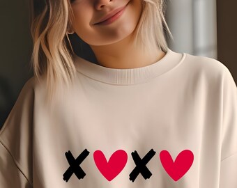 Felpa cuore unisex "XOXO", felpa con cappuccio di San Valentino, maglietta per coppia di San Valentino, maglione regalo per amante, regalo per la persona più amata