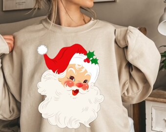 Retro Christmas Santa Sweatshirt, Christmas Gift, Christmas Santa Sweatshirt, Christmas Sweatshirt, Dear Santa Christmas Sweatshirt