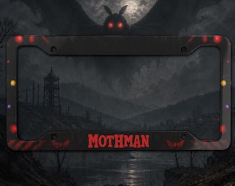 Mothman License Plate Frame, Cryptid Car Frame, Point Pleasant WV Car Tag, Appalachian Horror Plate Holder, Wasteland Gamer Gift