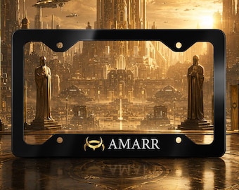 Amarr Empire License Plate Frame, Amarr Car Frame, Sci-Fi Space Faction Car Accessory, New Eden Gamer Gift
