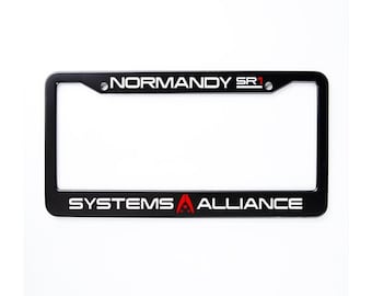 Normandy SR1 License Plate Frame, Systems Alliance Gamer License Plate Holder, Commander Shepard, N7, Mako Car Accessory, Video Game Gift