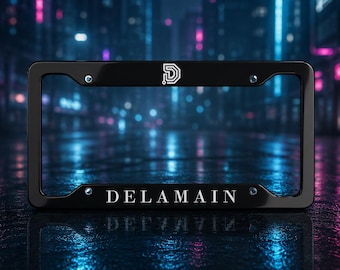 Delamain License Plate Frame, Cyberpunk AI Taxi Car Accessory, Night City Decor