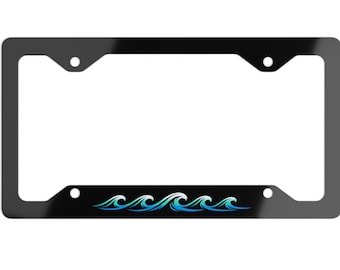 Ocean Waves License Plate Frame, Minimalist Wave Design, Surf Beach Plate Holder, Coastal Car Accessory, Ocean Lover Gift