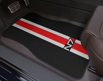 N7 Car Mats, Front and Back N7 Stripe Logo Car Floor Mats, Driver and Passenger Side ME themed Gamer Vehicle Auto Accessory, SSV Normandy