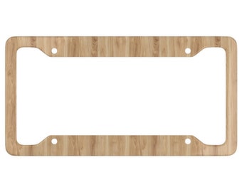 Oak Grain Metal License Plate Frame, Oak Metal Number Plate Frame