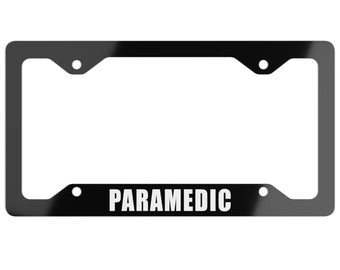 PARAMEDIC License Plate Frame, 100% Aluminum Medic Number Plate Frame, Standard USA & Can Size, Ambulance Mica Paramedic Medical Profession