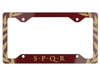 SPQR License Plate Frame, Roman Empire Car Frame, Ancient Rome Auto Accessory, Latin Roman Republic Plate Holder, Roman History Gift