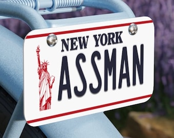 Mini ASSMAN License Plate, 6" x 3" Small 100% Aluminum Metal Vanity ASSMAN Number Plate