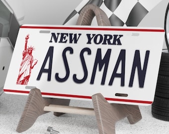 ASSMAN License Plate, 12" x 6" USA / Canada Vanity Numberplate, You're The ASSMAN Car Number plate, Proctology Proctologist Sitcom Doctor