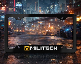 Militech License Plate Frame, Militech Corporation Car Frame, Cyberpunk Gamer Car Accessory, Night City Megacorp Sci-Fi Gift