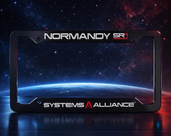 Normandy SR1 License Plate Frame, Systems Alliance Gamer License Plate Holder, Commander Shepard, N7, Mako Car Accessory, Video Game Gift