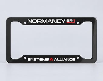 Normandy SR1 License Plate Frame, Systems Alliance Gamer License Plate Holder, Commander Shepard, N7, Mako Car Accessory, Video Game Gift