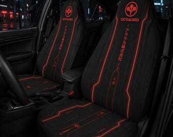 Arasaka Car Seat Covers, Cyberpunk Gamer inspired Gamer Car Seat Cover, Set of Two Arasaka Corporation Auto Vehicle Seat Covers