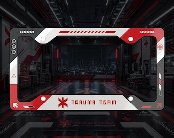 Trauma Team License Plate Frame, Night City Emergency Medical Car Frame, Cyberpunk Rescue Service Gamer Car Accessory