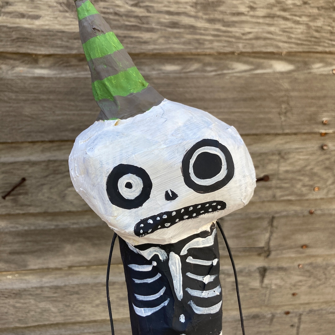 Papiermâché Skeleton Sculpture Folk Art Halloween Decor Etsy