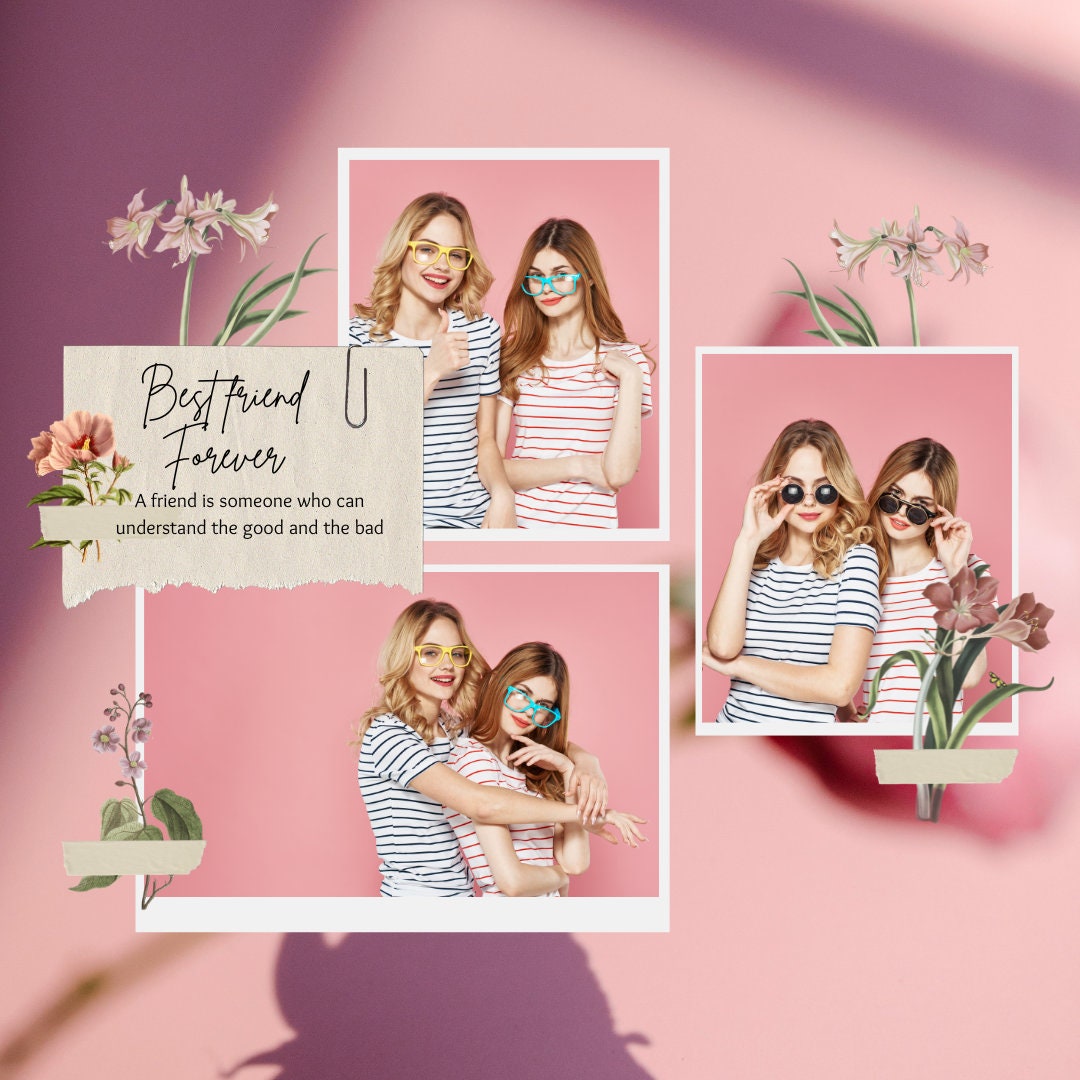 Friendship Collage Template Personalized Printable Art Best Etsy