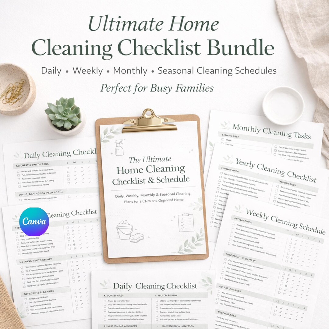 Editable Cleaning Schedule Checklist | ADHD Planner Bundle | Weekly ...