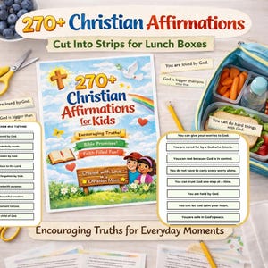 Kids Lunchbox Christian Affirmation Cards | Daily Encouraging Motivational Notes | Bible-Based Mom Gifts  | DIY Back-to-School PDF