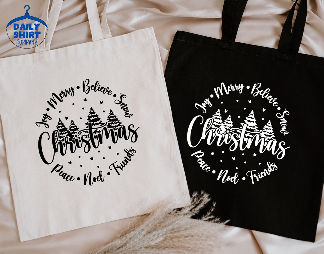 Christmas Tree Tote Bag Christmas Believe Bag Joy Tote Bag Etsy