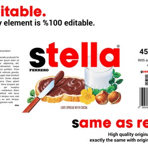 Fichier numérique imprimable personnalisé d'étiquette de pot de NUTELLA Étiquettes imprimables Nutella Personnaliser l'étiquette à tartiner aux noisettes Téléchargement instantané image 4