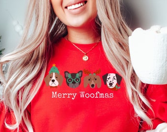 Merry Woofmas Dog Christmas Sweatshirt, Holiday Sweater