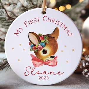 Baby&#39;s First Christmas Ornament, Personalized First Christmas Girl Ornament, Custom Baby Girl Ornament 2023