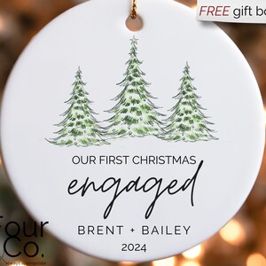 Personalized Engagement Ornament, First Christmas Engaged, Gift for Engaged