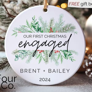 Engagement Ornament, Engagement Gift, Wedding Shower Gift, First Christmas Engaged