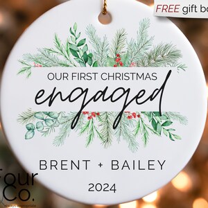 Personalized Engagement Ornament, First Christmas Engaged, Gift for Engaged