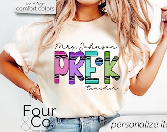 Camisa de professor pré-escolar, camisa de professor personalizada, presente para professor pré-escolar