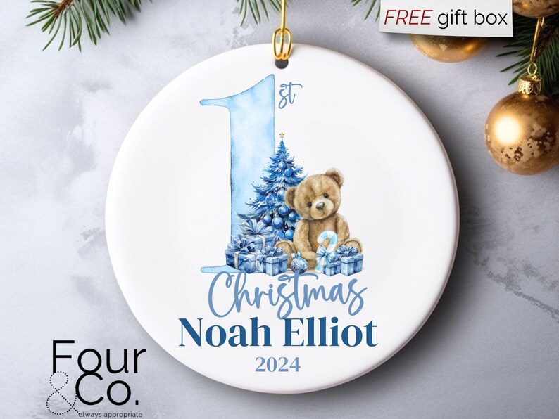 Boy Christmas Ornament, New Baby Gift, Gift for Newborn, First
