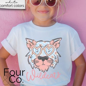 Camiseta de mascota de los Wildcats para niñas, camiseta de fútbol de los Wildcats, camiseta juvenil de los Wildcats