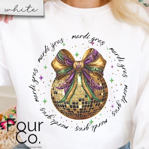 Felpa Mardi Gras Disco Ball, camicia Coquette Mardi Gras, maglione Mardi Gras