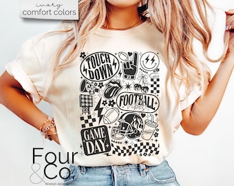 Comfort Colors® Football Shirt, Retro Football Shirt, Football T Shirt