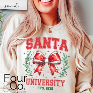 Sudadera con lazo de Papá Noel, sudadera navideña coqueta