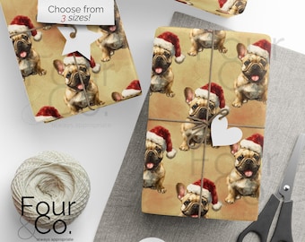 French Bulldog Christmas Wrapping Paper, Dog Wrapping Paper, Frenchie Gift Wrap