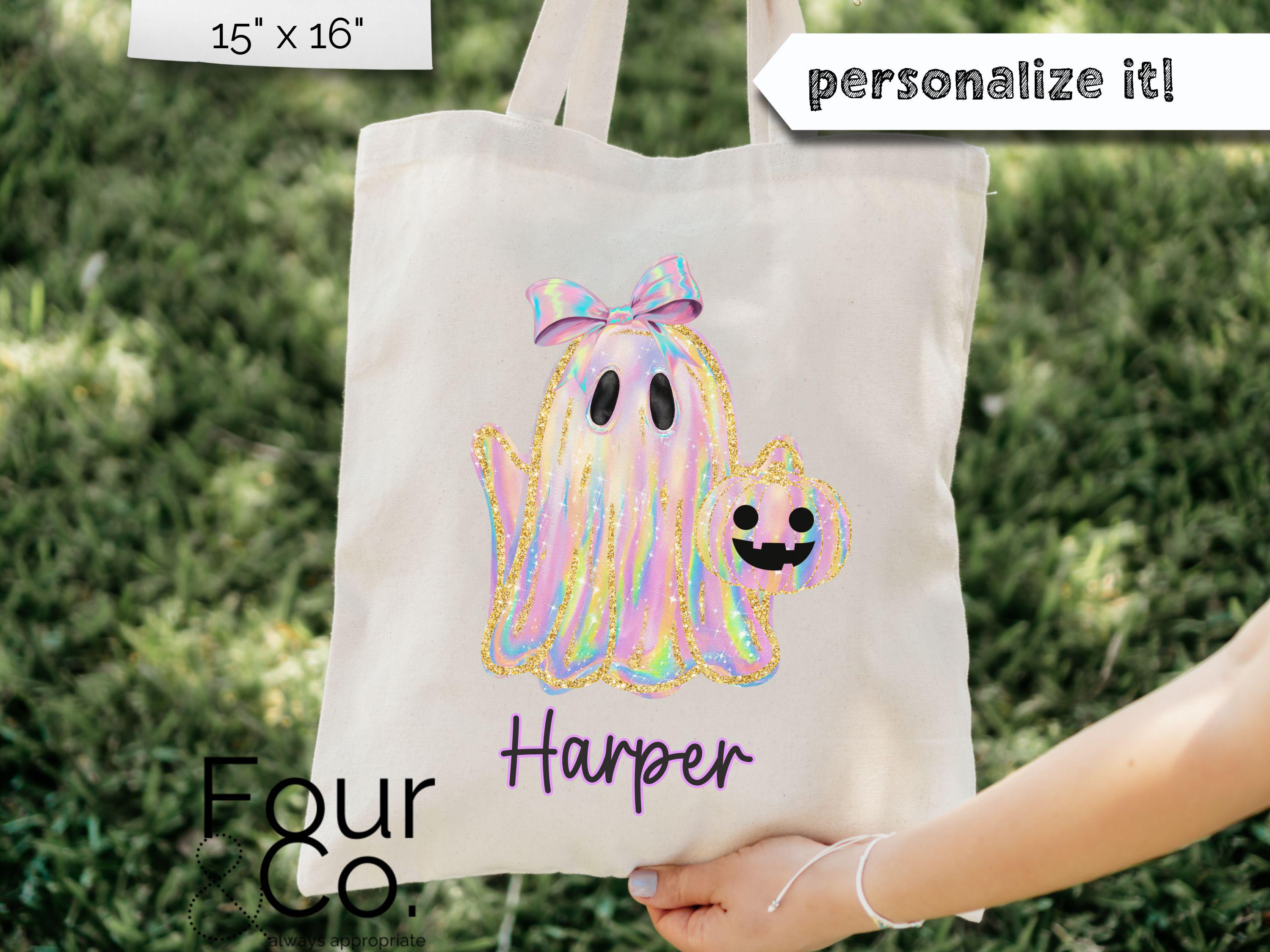 Personalized Trick or Treat Bag, Girl Halloween Bag, Candy Bag