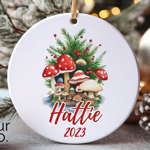 Personalized Mushroom Ornament, Mushroom Ornaments, Mushroom Ornament Christmas, Cottagecore Mushroom, mushroom gift