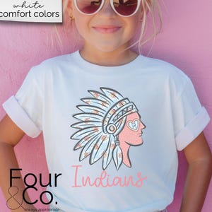 Girl Indians Mascot Shirt, Indian Football Shirt, Youth Indians Shirt