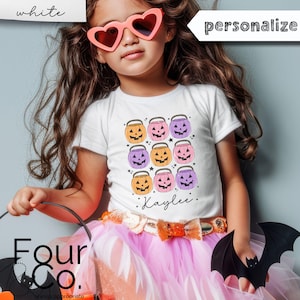 Girl Pumpkin Pail Shirt, Personalized Halloween Girl Shirt