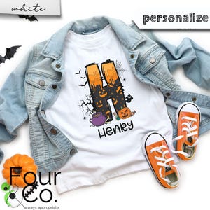 Personalized Halloween Initial Shirt, Custom Halloween Name Shirt