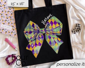 Personalized Mardi Gras Bead Bag, Custom Mardi Gras Tote