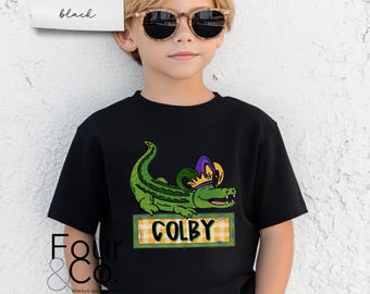 Mardi Gras Shirt for Boys, Toddler Mardi Gras Tshirt, Alligator Mardi Gras Shirt