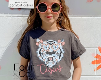 Chemise tigres fille, chemise tigres enfants, chemise mascotte d'école coquette