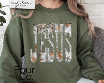 Jesus Sweatshirt, Christian Sweatshirt, Camo Jesus