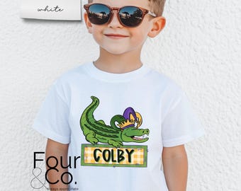 Custom Mardi Gras Shirt, Personalized Alligator Mardi Gras Shirt