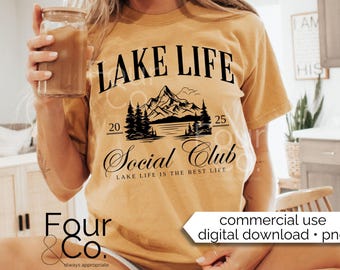 Lake Life Social Club Design, Lake Shirt PNG (Digital Download)