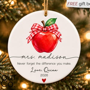 Teacher Gift for Christmas, Teacher Name Ornament, Custom Teacher Ornament
